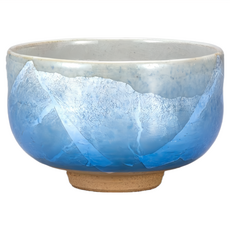 藍釉開片湯吞杯, 陶瓷材質, 寬8.5cm/高6.5cm, 滿水容量140mL, 1個