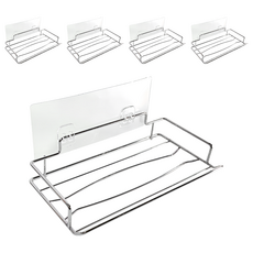 名仕 免釘抽取式衛生紙架 置物架 浴室收納好幫手 輕鬆安裝, 5個, 不鏽鋼色