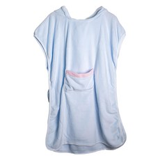 QIDINA 超吸水粉嫩親子珊瑚絨浴衣浴巾 G 成人款, 淺藍色, 1件