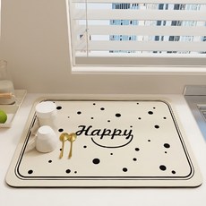 菓拉小舖 矽藻泥瀝水軟墊，40*50cm，快速吸水，雙面防滑, 大(50 x 40cm), 嬉皮點點, 1個