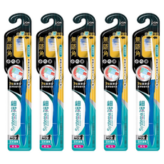 LION 獅王 Systema 細潔 台灣公司貨 無隱角牙刷 小巧頭 成人型 顏色隨機, 1入, 5支