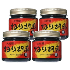 大村屋 滑順黑芝麻醬, 精選高品質黑芝麻, 奶油狀質地, 蜂蜜調味, 130g, 4罐