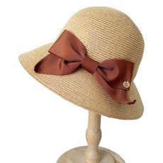 Bebehome 兒童日式抗UV親子草帽 蝴蝶結防曬帽, 咖色, 頭圍54cm, 1入