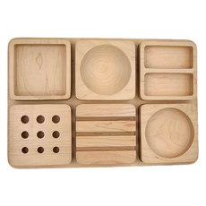 豆腐積木 文具收納盤 26.4x3x17.8cm, 原木色, 1個