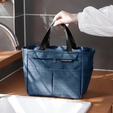 斜背手提通用大容量立體多功能保溫袋 海軍藍, 26 x 17 x 24cm, 1個