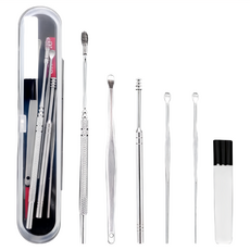 舒爽潔耳七件套 PP+不鏽鋼材質 360°旋轉掏耳 耳廓形耳勺, 3盒, 1組