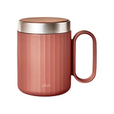 UKA 輕奢風玻璃馬克杯 300ml 高硼矽玻璃內膽 保溫保冷 耐摔不易碎 可微波加熱, 咖啡紅, 1個