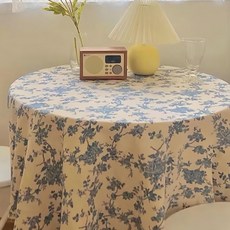 沐慕家居簡約古典桌布, 青花瓷碎花 藍色 + 白色, 1.5 x 1.5m, 2件