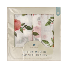 little unicorn 純棉紗布汽車座椅提籃罩, 水彩玫瑰, 1個
