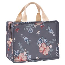 iSFun 童話夢遊 鋪棉保溫保冷方型便當袋, 灰碎花, 1個