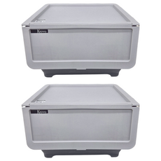 KEYWAY 聯府 Hello前開式整理箱 38L HA380-2, 灰色, 2個