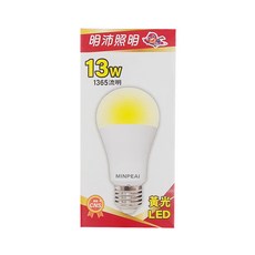 明沛 LED燈泡 13W, 黃光, 1個
