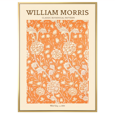 Boluo 菠蘿選畫所 William Morris 野生鬱金香 掛畫, 經典植物圖案 ca.1884, 30 x 40cm, 金色