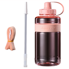 JAR嚴選 斯伯特運動健身防摔耐高溫大容量水杯 附吸管背帶 粉色, 1個, 2L