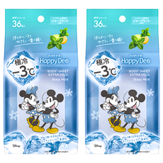 mandom Happy Deo Body Sheet 涼感濕巾 20 x 14cm 薄荷香 36張, 210g, 2包