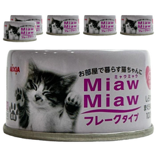 MIAWMIAW 妙喵 13號片狀湯罐, 鮪魚 + 刎仔, 鮮嫩片狀魚肉, 添加植物乳酸菌及寡糖, 70g, 6罐