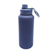 新款手機磁吸支架戶外水壺 304不鏽鋼內膽, 靛藍色, 1L, 1個