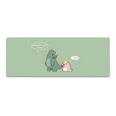 超大滑鼠墊 (890 x 390 x 2.6mm) 可愛圖案 舒適操作 防滑設計, 1個, 恐龍