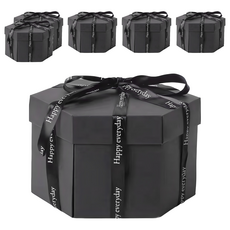 六邊精品禮物爆炸盒DIY半成品 附緞帶 顏色隨機 6個