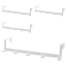 TRENY 簡約門後掛勾架 鐵製 承重2KG 最大門板厚度4cm, 4個, 白色