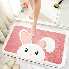 半島良品 仿羊絨吸水防滑地墊, 可愛兔 粉色 白色