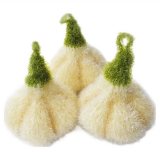 PURE SUNDAY Sunwooland 大蒜造型雙層纖維菜瓜布, 3個, 1組