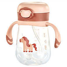 KU.KU Duckbill 酷咕鴨 彈跳鎖扣PP訓練杯 - 300ML 6個月以上適用, 摩卡粉, 1個