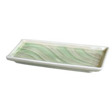 貫入線波紋長皿 日本製 20.5 x 9.3 x 2.5cm 1個, 綠色