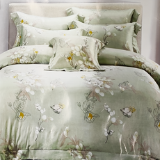 台灣製 萊賽爾 薄床包枕套組 加高35cm 雙人 葉舞飛揚 床包 + 枕套