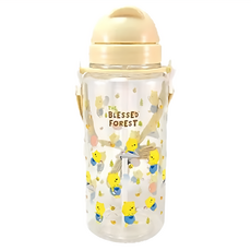 祝福森林 Tritan 兒童滑蓋水壺 550CC, 附替換吸管組, 防漏水結構, 不含雙酚A, 無毒材質, 黃色, 1個