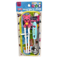 Edison 鯊魚寶寶三件組, 筷 + 湯匙 + 收納包, 混合色, 1組