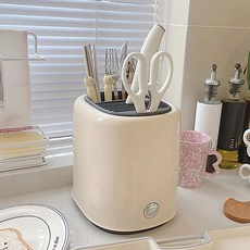 WARM HOUSE DECOR 暖&和家居 多功能刀架置物架, ABS+鉛材質 18x22x21cm, 米色, 1個