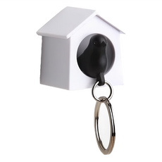 QUALy Mini Sparrow Key Ring 迷你雀兒哨匙圈, 白色+黑色, 1個