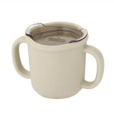 Edison 愛迪生 矽膠學習水杯 含透明蓋, 奶油白色, 200ml, 1個