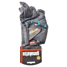 gamakatsu 三指切釣魚手套 ATTENDER, 灰色 + 藍色, 1雙