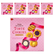 BOURBON 北日本 丹麥西點禮盒, 可可奶油風味餅乾 + 白奶油風味餅乾 + 焦糖奶油風味餅乾 + 咖啡奶油風味餅乾 + 波浪型餅乾, 5盒