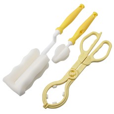 babybear 奶瓶奶嘴清潔套組，奶瓶刷，奶嘴刷，奶瓶夾, 黃色, 1組