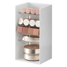 化妝品分格收納盒, PET材質 尺寸約20x10.3x8.5cm, 白色, 1個