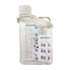 透明手提密封罐 2800mL 象牙白 貼心提手 雙重密封 防蟲防潮, 31 x 22 x 12cm, 1個