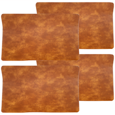 JUST HOME 牛皮紋路防水餐墊 4入, 30 x 43cm, 深棕色, 1組