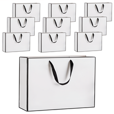 快樂小島 白卡黑邊紙袋 禮品包裝袋 35 x 13 x 26mm, 白底黑邊, 1組