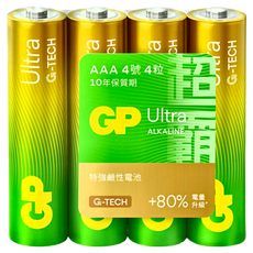 GP Batteries 超霸 Ultra 4號特強鹼性電池, 4顆, 1組