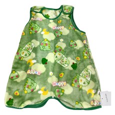 愛北鼻 兒童款法蘭絨 無痕背心, 90碼, 綠月亮恐龍