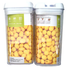 簡約方型易扣罐 2入組 320g, 尺寸 9.6*9.6*20.4cm, 耐溫 -20°C~60°C, 透明, 1組