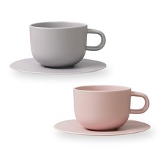 BOWLBOWL Home Party 咖啡杯碟組, 灰色 + 粉色, 1組