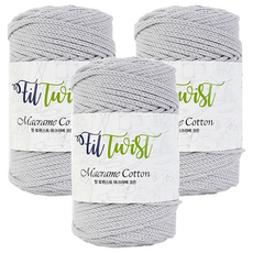 SEVY Fil Twist Macrame Cotton系列 編織棉線 100公尺 1捲 材質: 棉 原產地: 韓國, 204 淺灰色, 3個