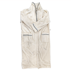 收納王妃 法蘭絨男女浴袍睡袍 L(長112cm + 胸圍56cm + 袖長57cm), 經典白, 1件