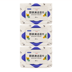 理享家 拋棄式廚房萬用去汙清潔濕紙巾 3包 Set, 含APG去汙因素 快速分解油漬 廚房專用, 20 x 10 x 7cm