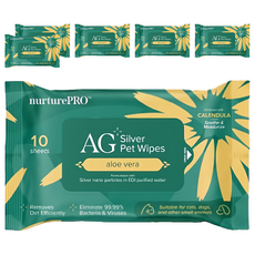 Nurture PRO 天然密碼 銀離子寵物濕紙巾 蘆薈, 10張, 6包