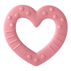 BIBS Baby Bitie 固齒器，粉嫩色愛心星星設計，柔軟材質，不含BPA, 單件, 愛心梅粉, 1個